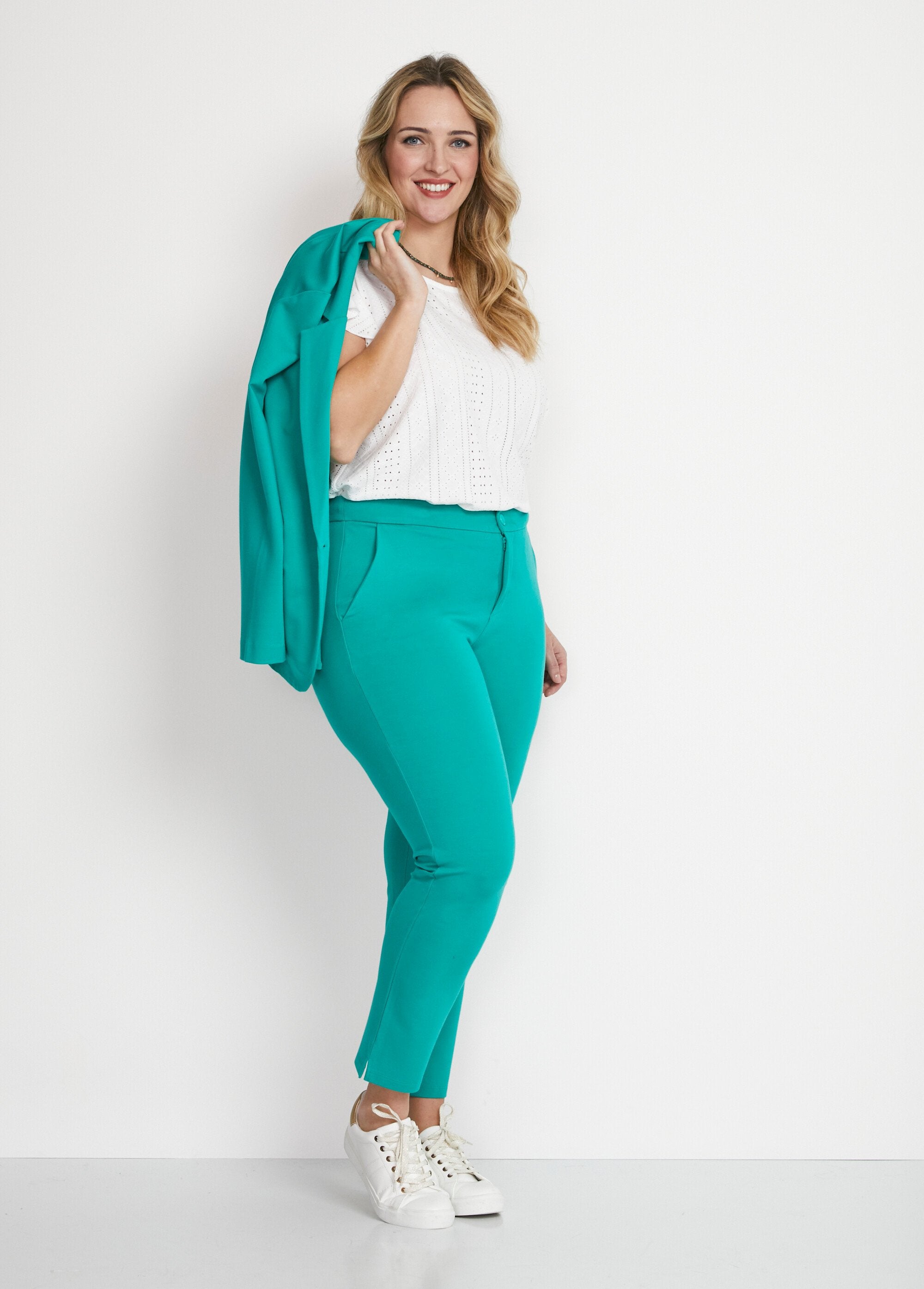 Pantalón_recto_7/8_de_malla_Milano_Verde_SF1_curvy
