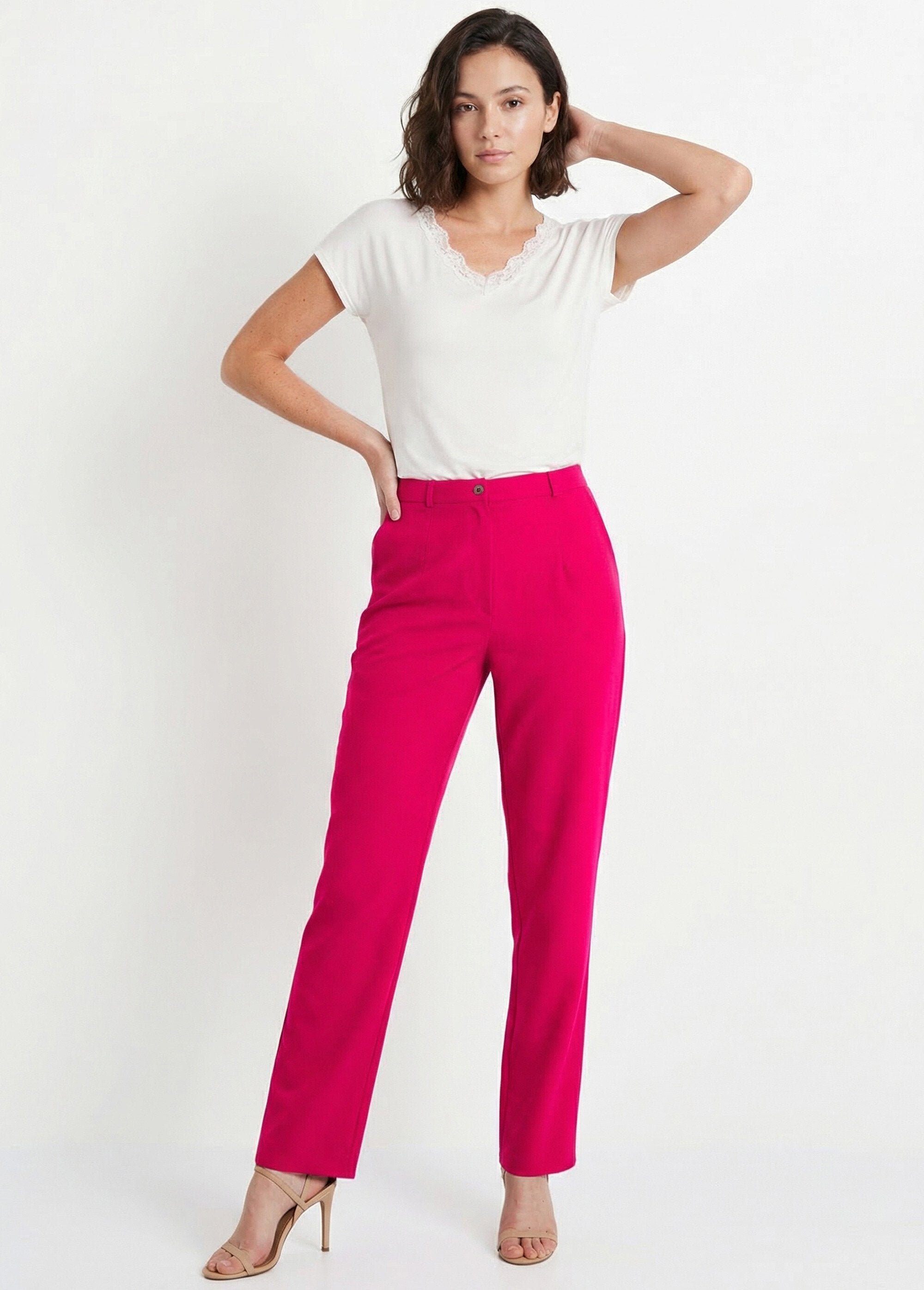 Pantalón_recto_liso_con_cintura_semielástica_Frambuesa_SF1_slim