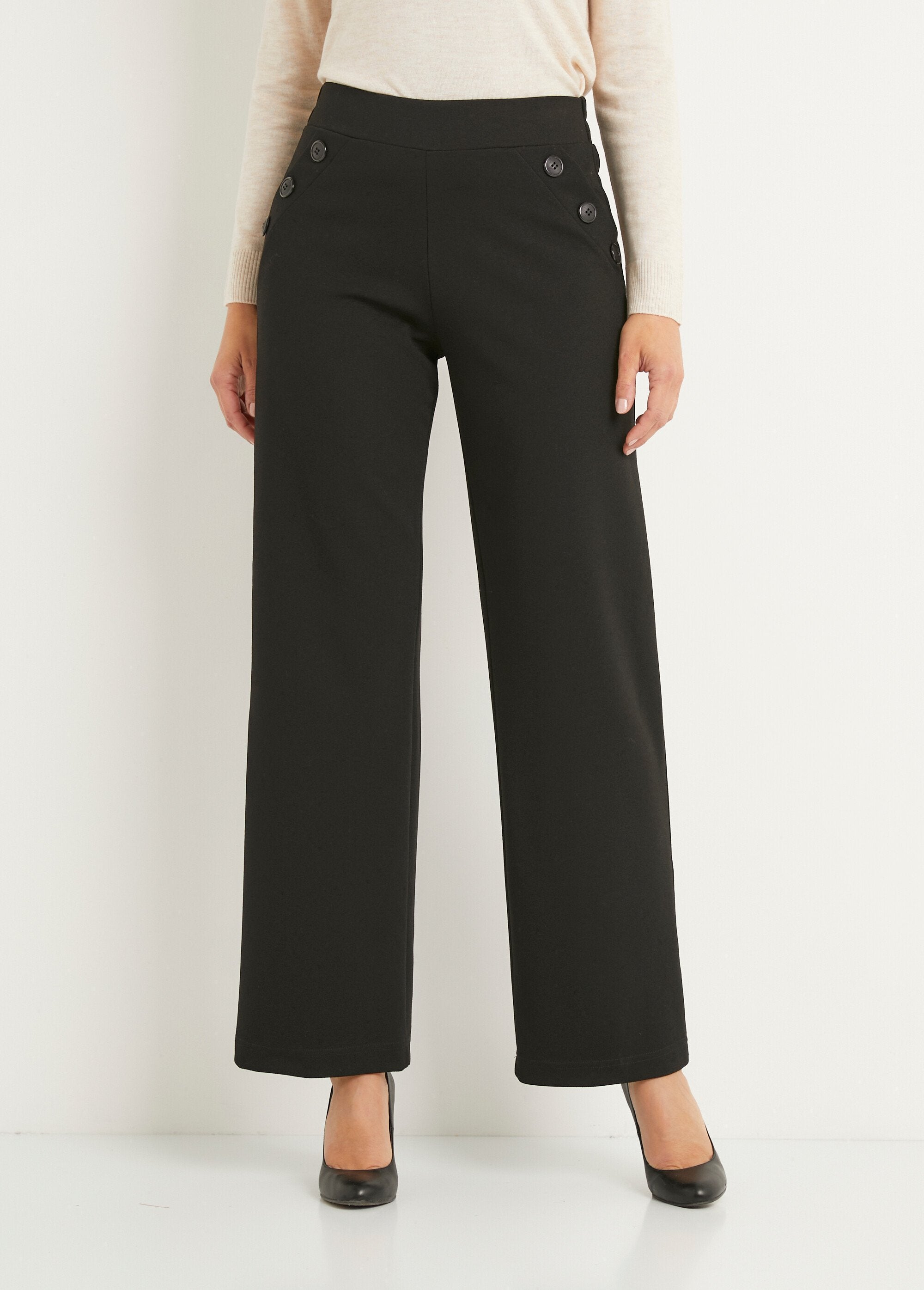 Pantalón_ancho_liso_con_cintura_semielástica_Negro_FA1_slim