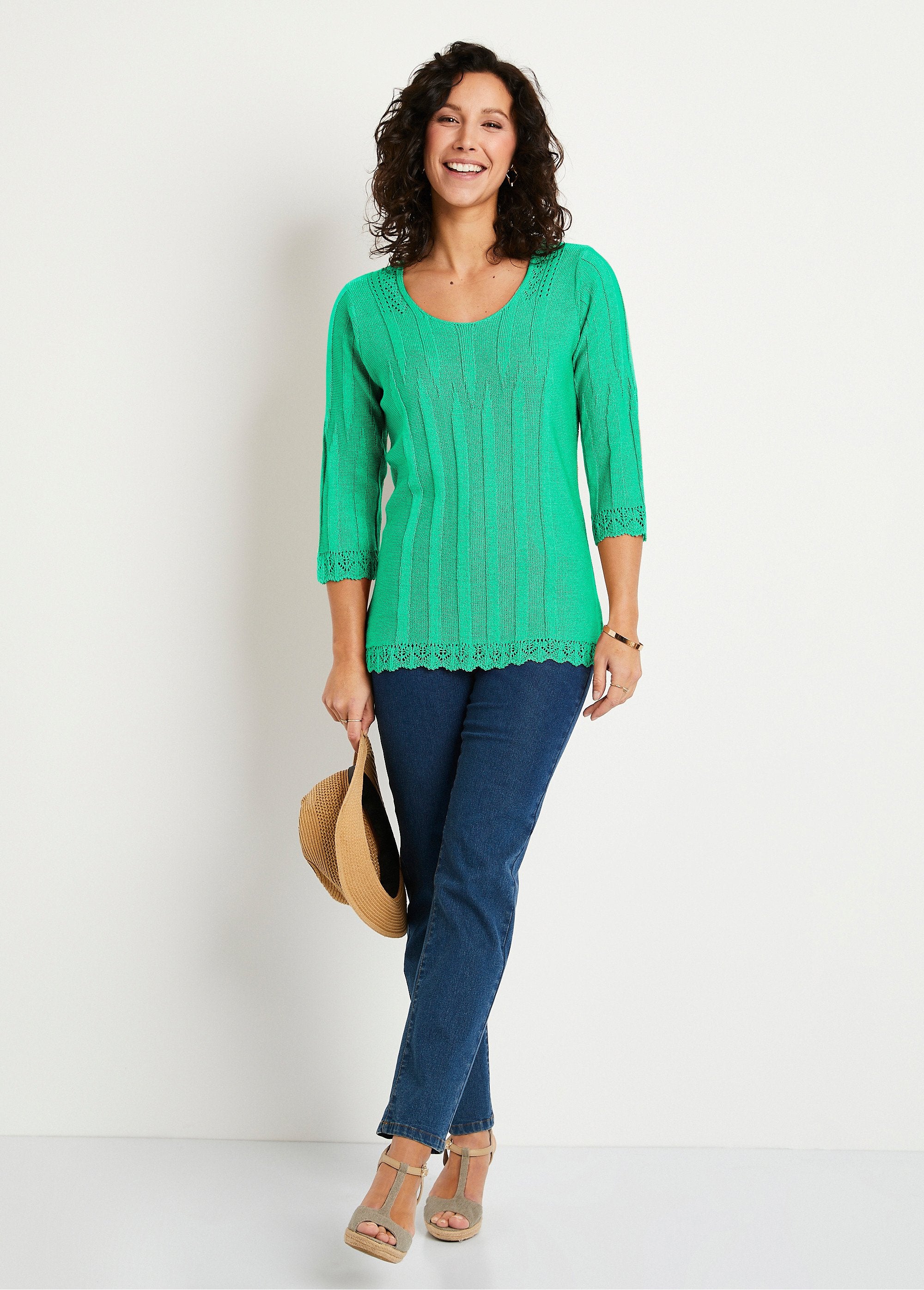 Jersey_corto_calado_de_cuello_redondo_Verde_SF1_slim