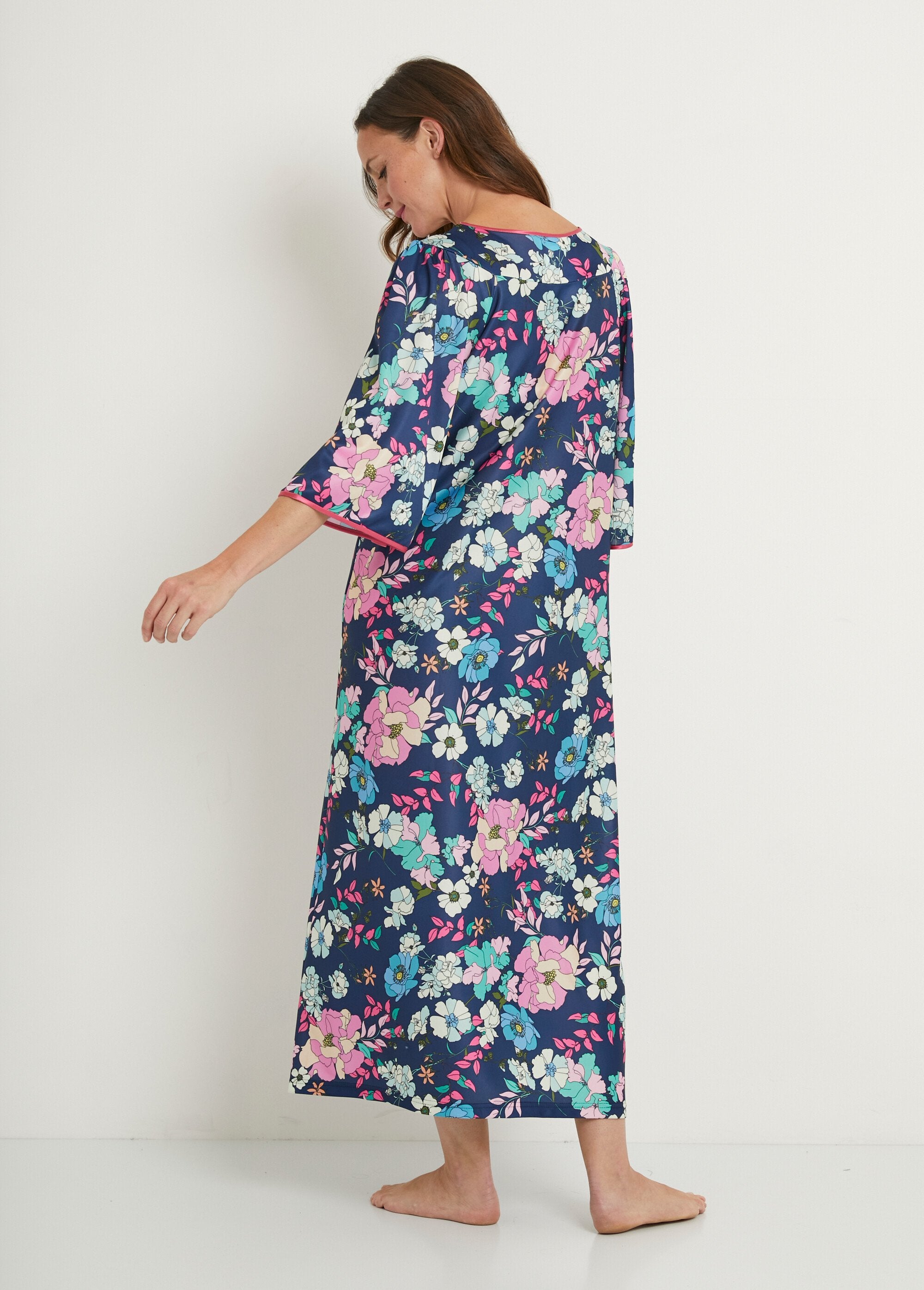 Vestido_de_azafata_de_punto_satinado_floral_antiestático_Estampado_azul_marino_DO1_slim