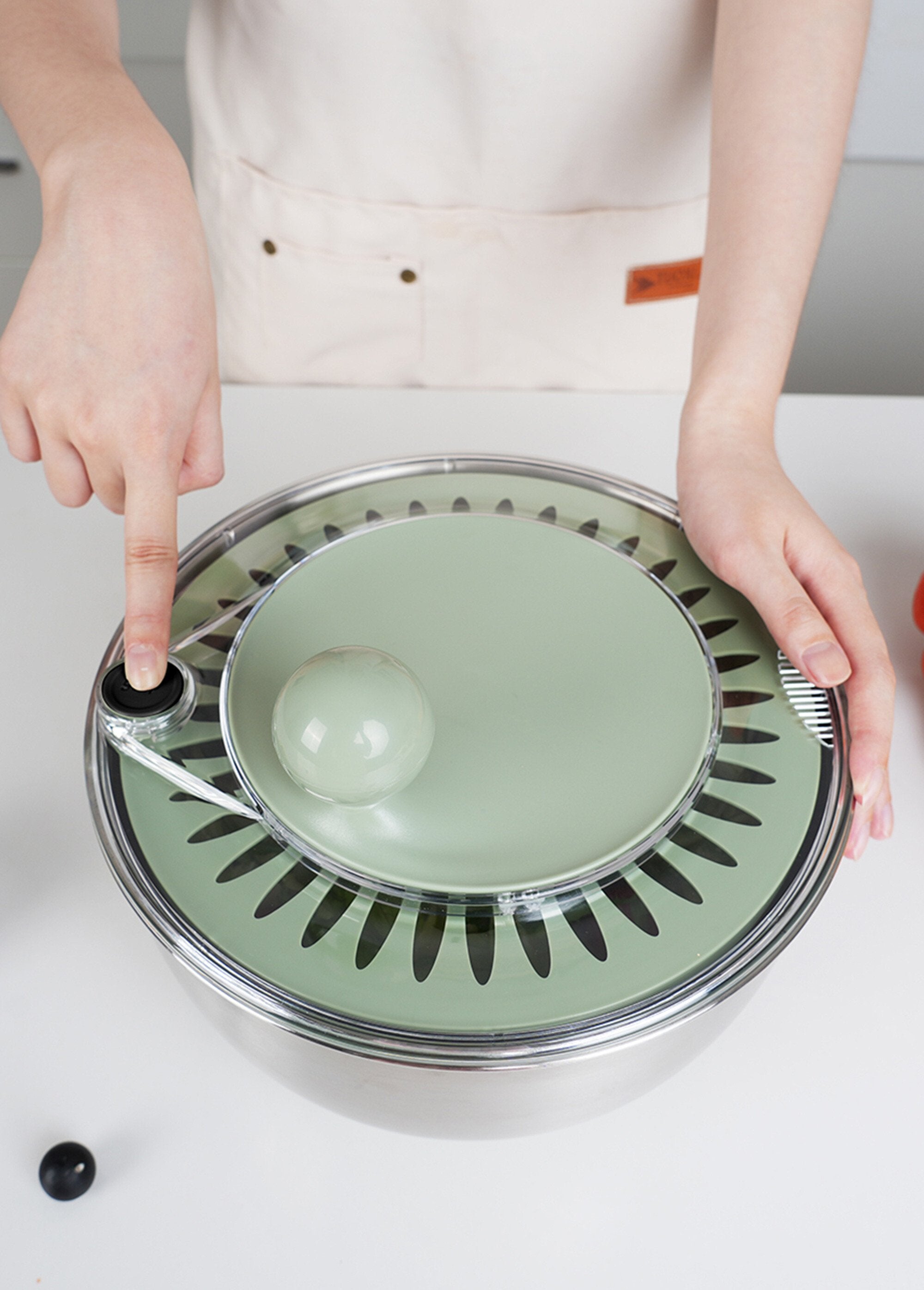 Ensaladera_de_acero_inoxidable/centrifugadora_de_ensaladas_2_en_1_Oliva_y_gris_DE4_slim