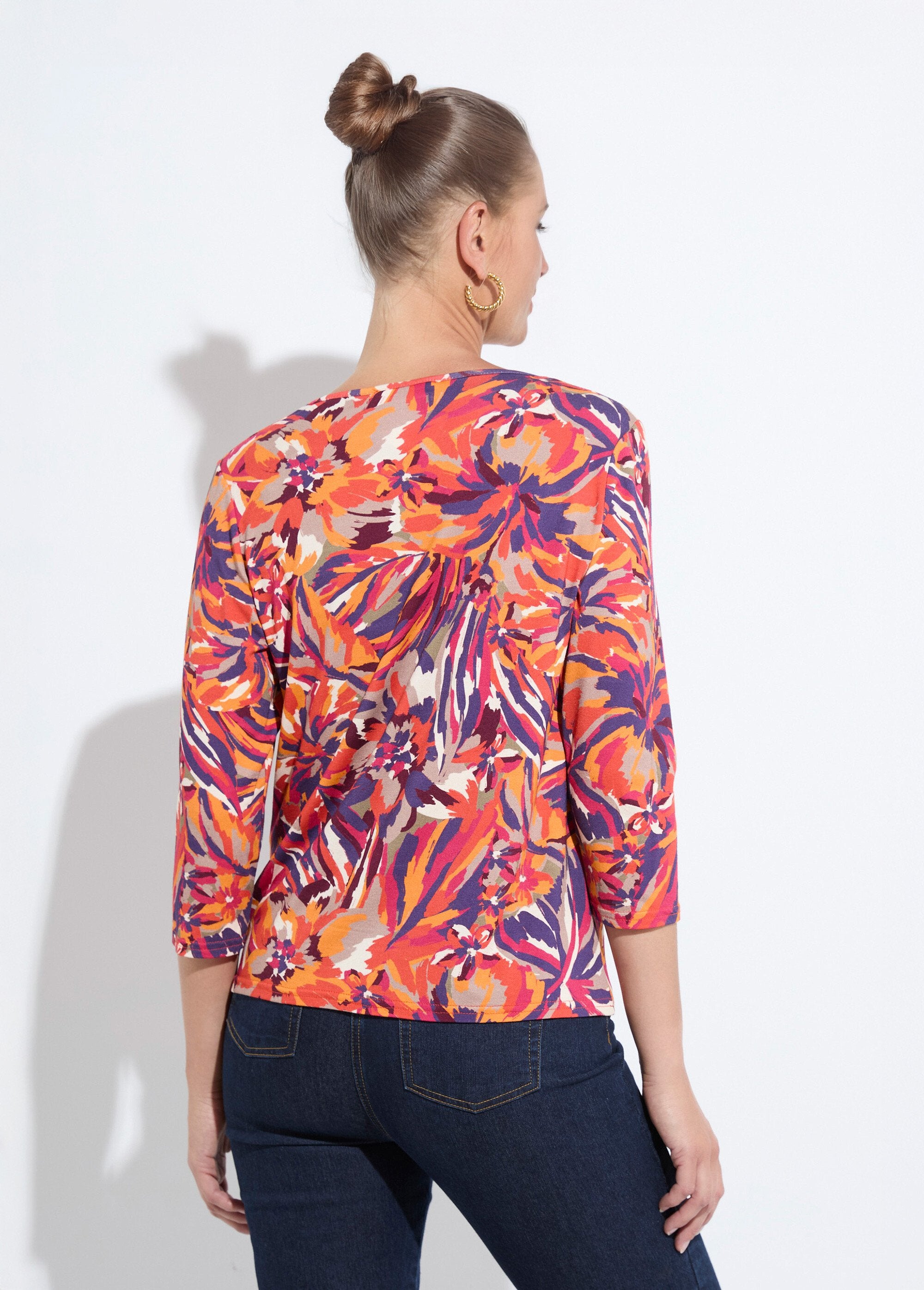 Camiseta_de_cuello_redondo_con_mangas_3/4_Estampado_de_miel_DO1_slim