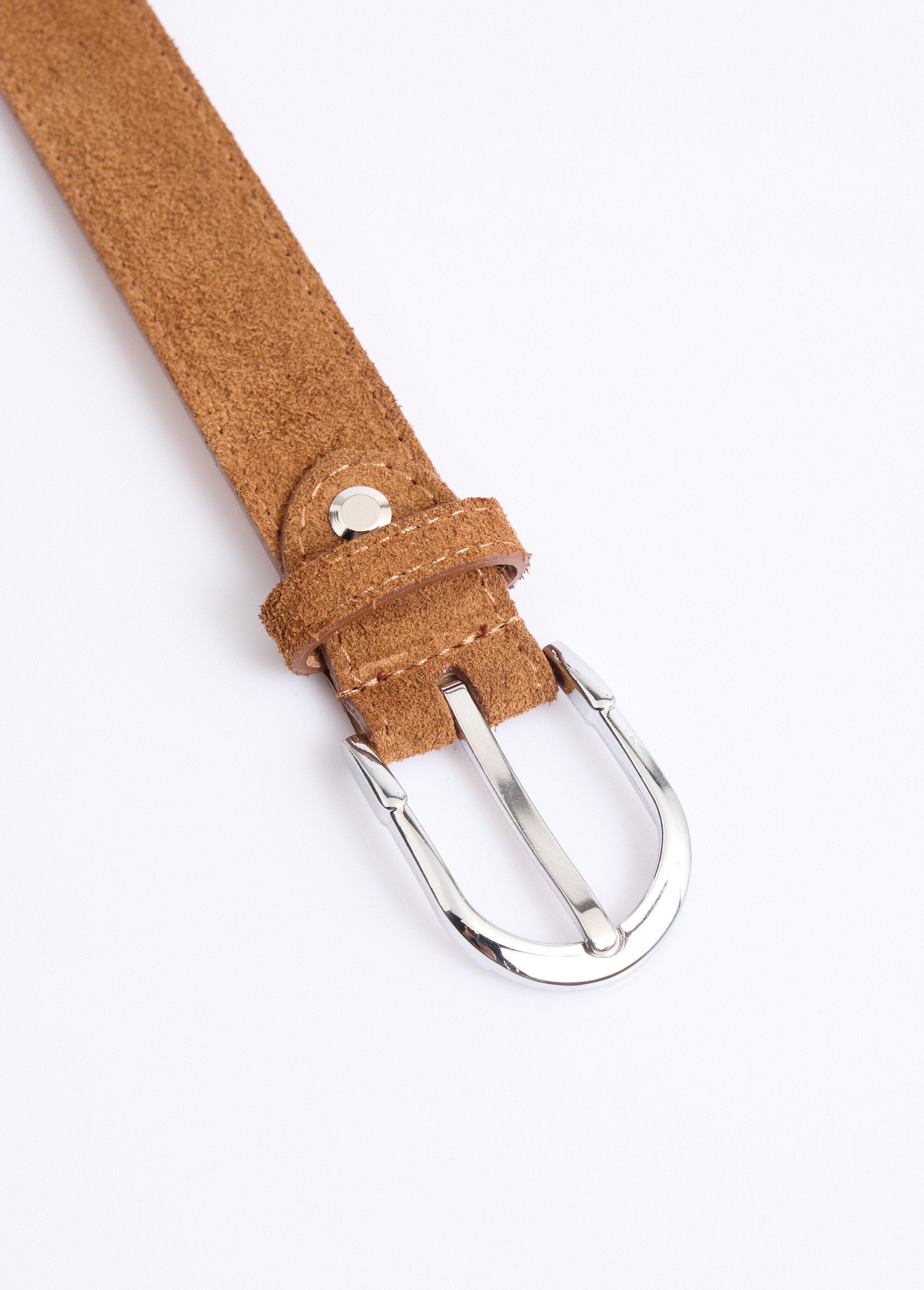 Ceinture_fine_cuir_suédé_boucle_arrondie_Camel_DE1_slim