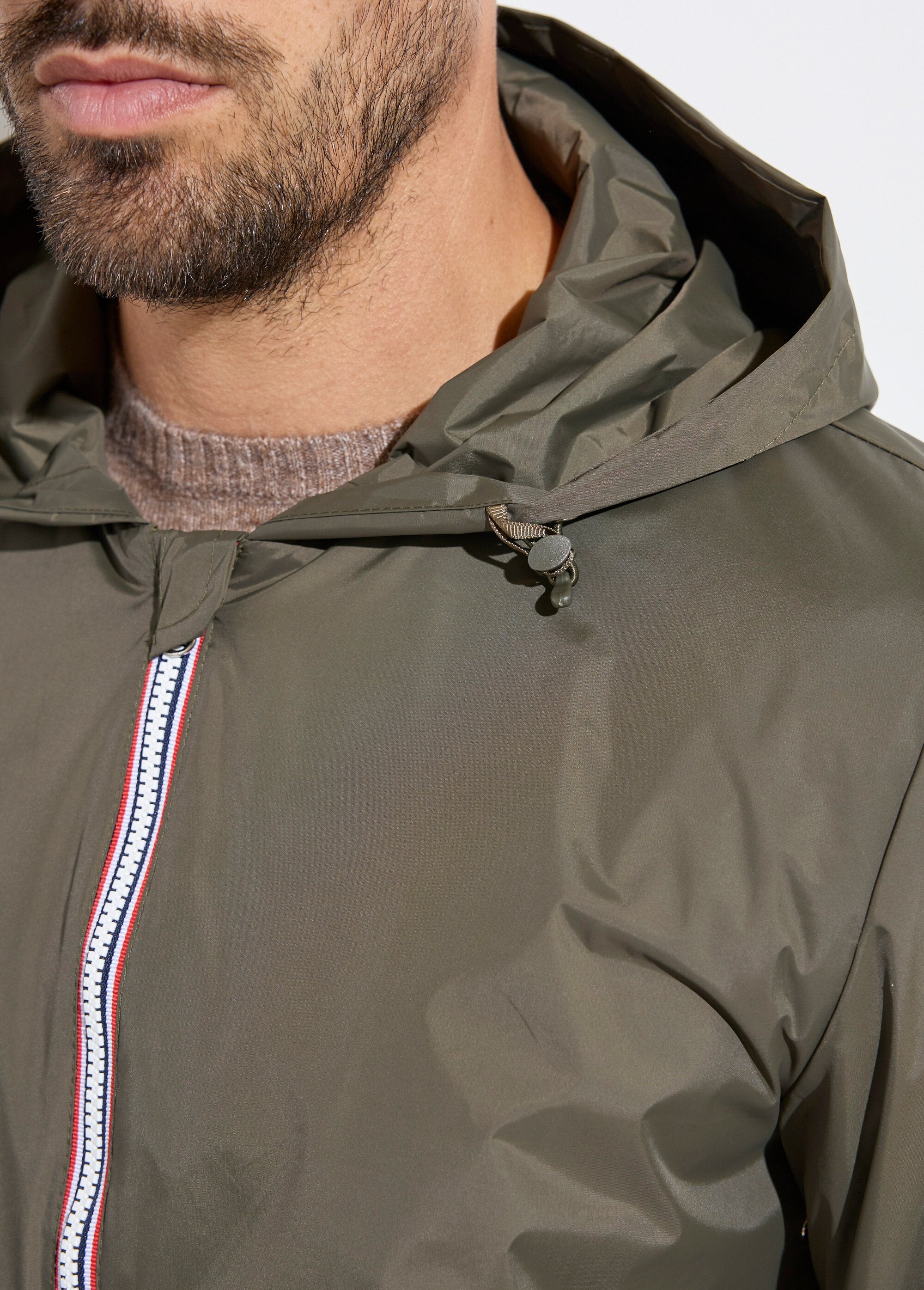 Parka_courte_déperlante_tendance_Kaki_DE1_slim