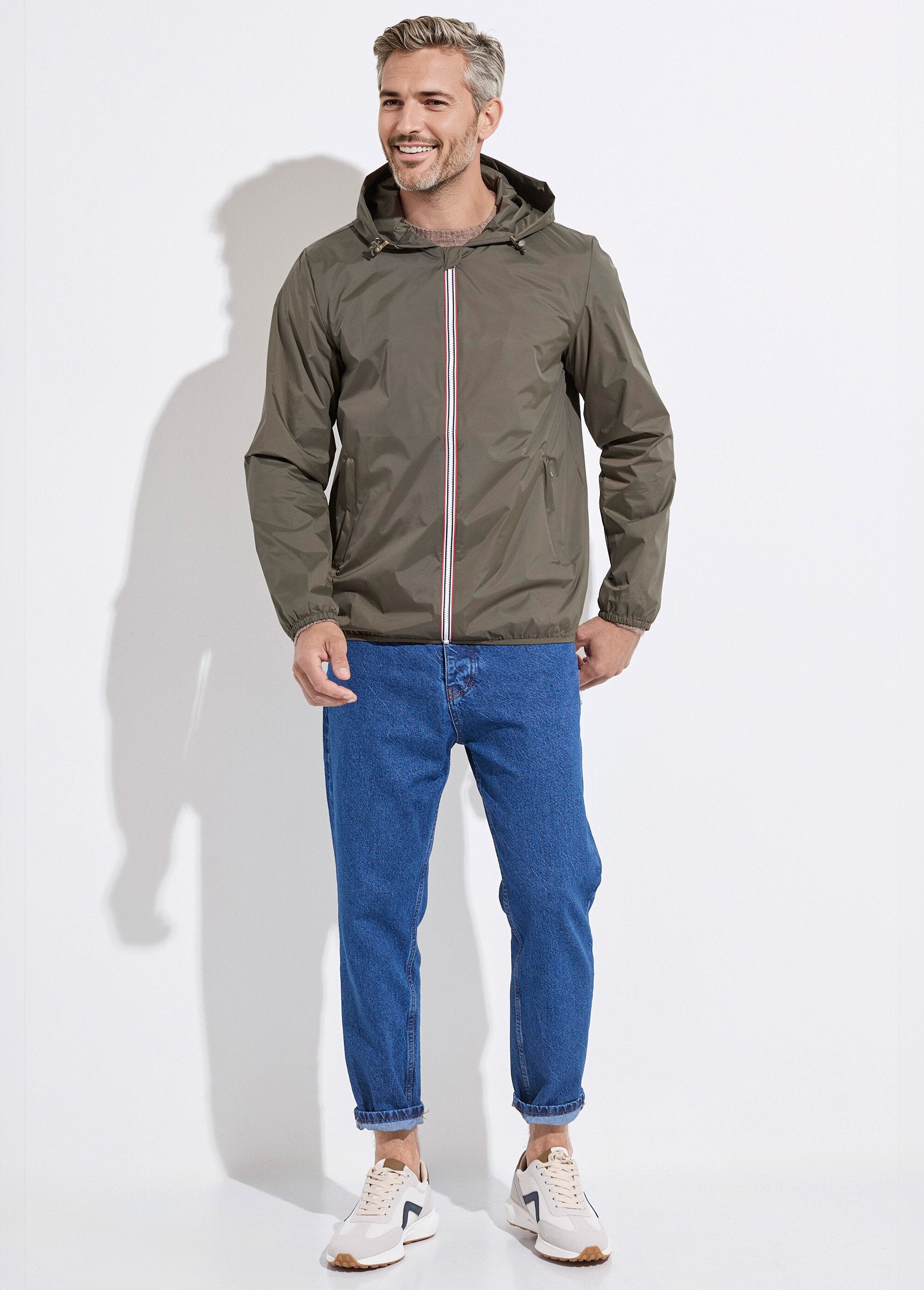 Parka_courte_déperlante_tendance_Kaki_SF1_slim