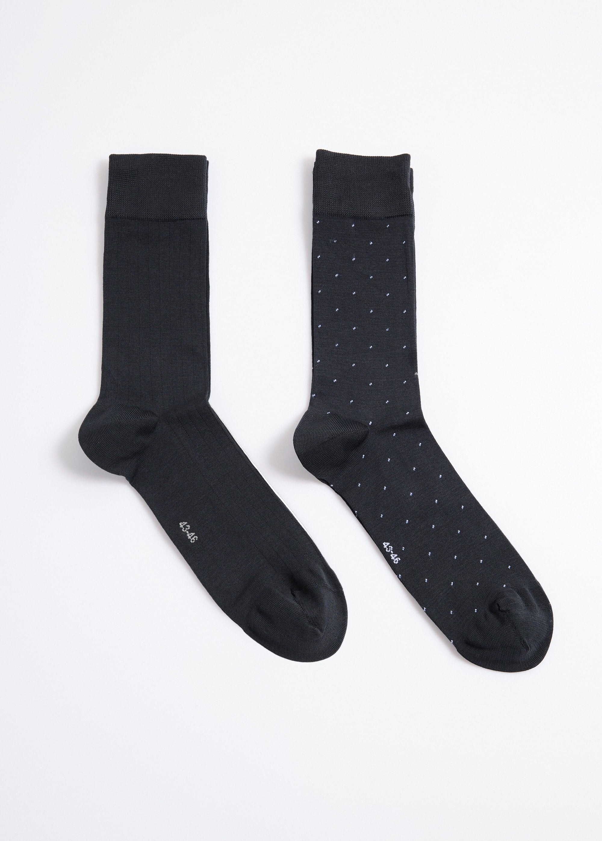 Pack_de_2_calcetines_de_lunares_y_canalé_Gris_DE2_slim