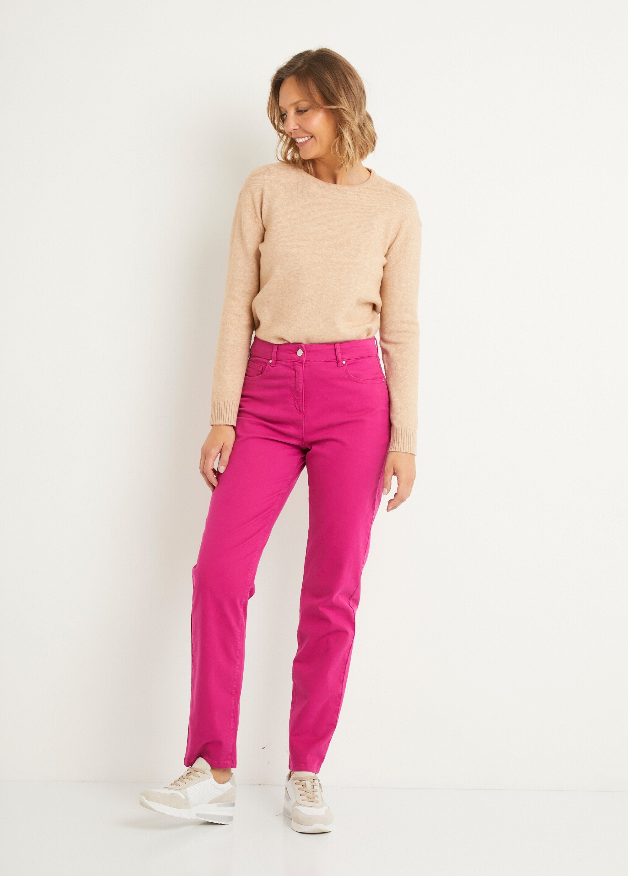 Pantalón_5_bolsillos_recto_de_algodón_elástico_Rose_magenta_SF1_slim