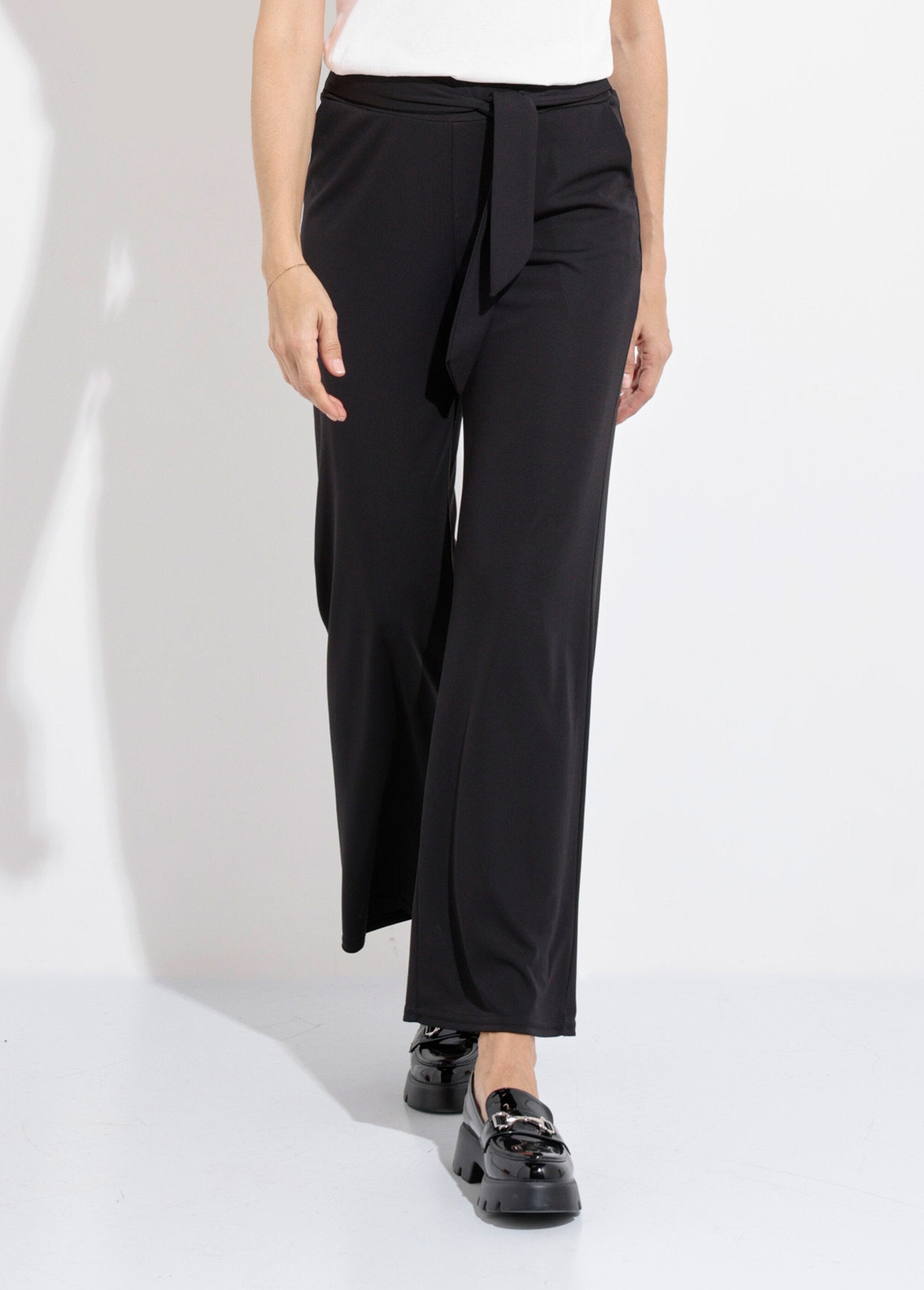 Pantalones_elásticos_fluidos_con_cinturón_Negro_FA1_slim
