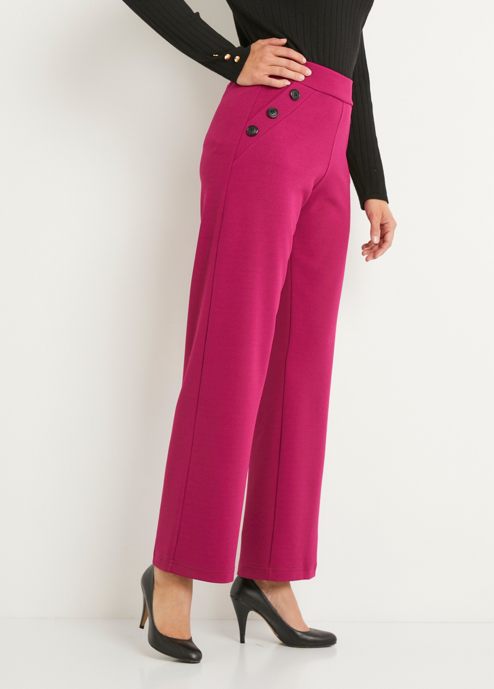 Pantalón_semielástico_de_pierna_ancha,_liso_Cassis_DR1_slim