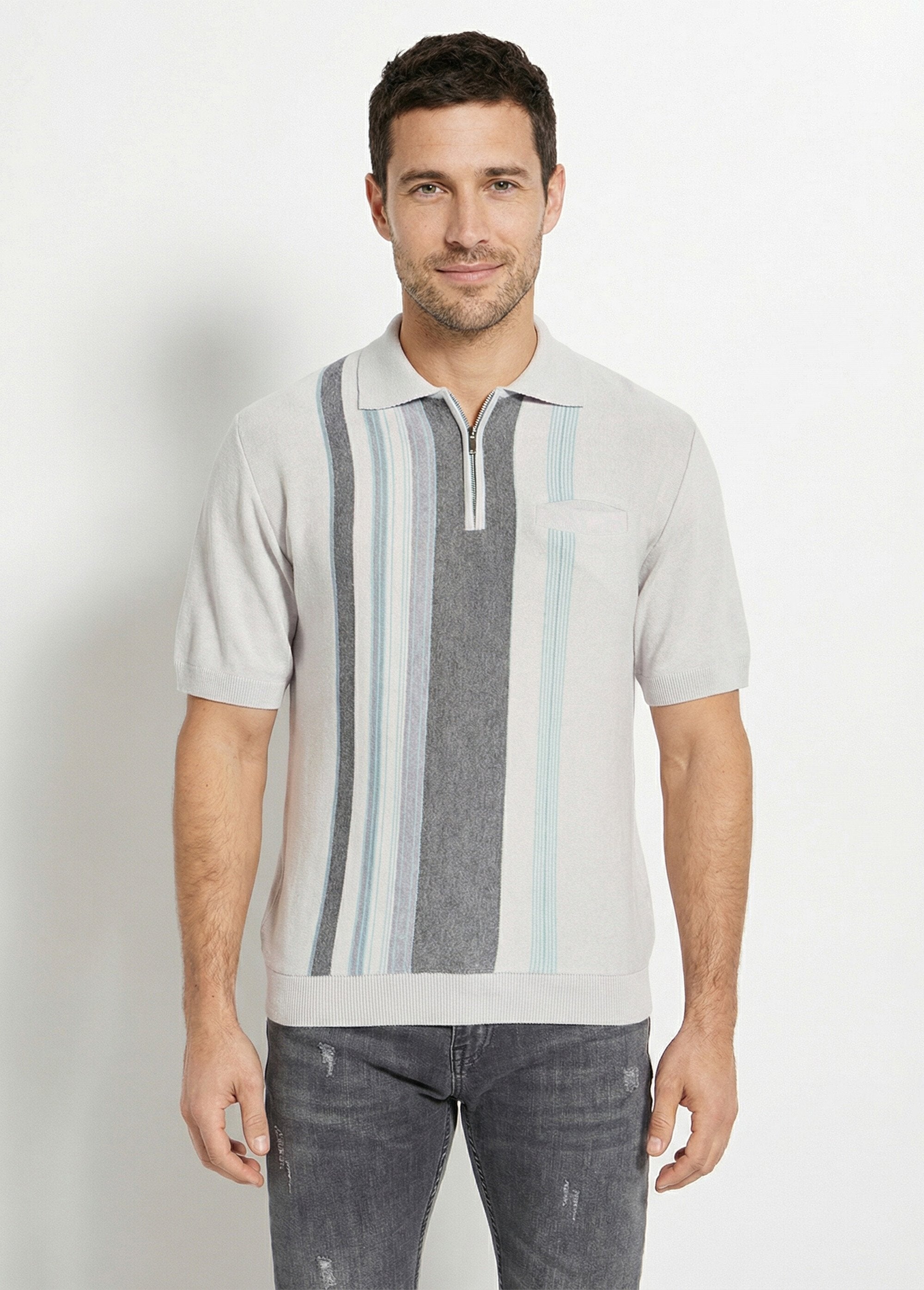 Polo_de_manga_corta_con_cremallera_y_rayas_jacquard_Gris_FA1_slim