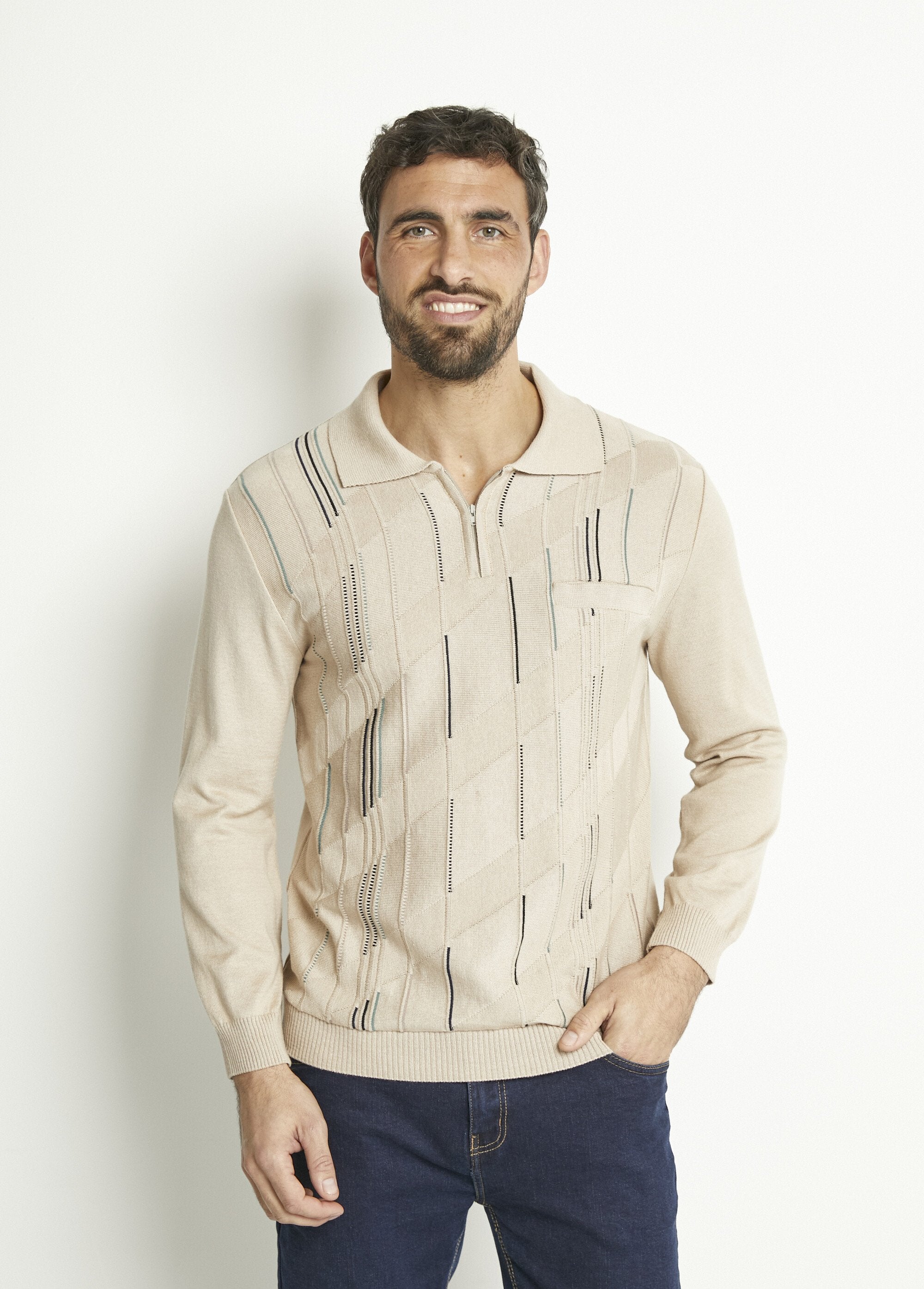 Polo_de_manga_larga_con_cremallera_en_jacquard_de_algodón_Beige_FA1_slim