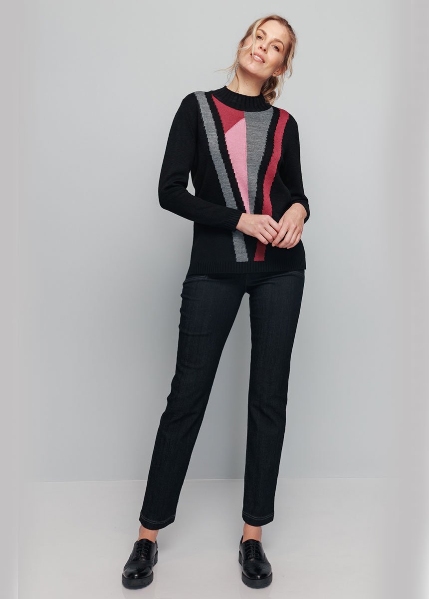 Jersey_túnica_de_jacquard_con_cuello_alto_Negro_y_rosa_SF1_slim