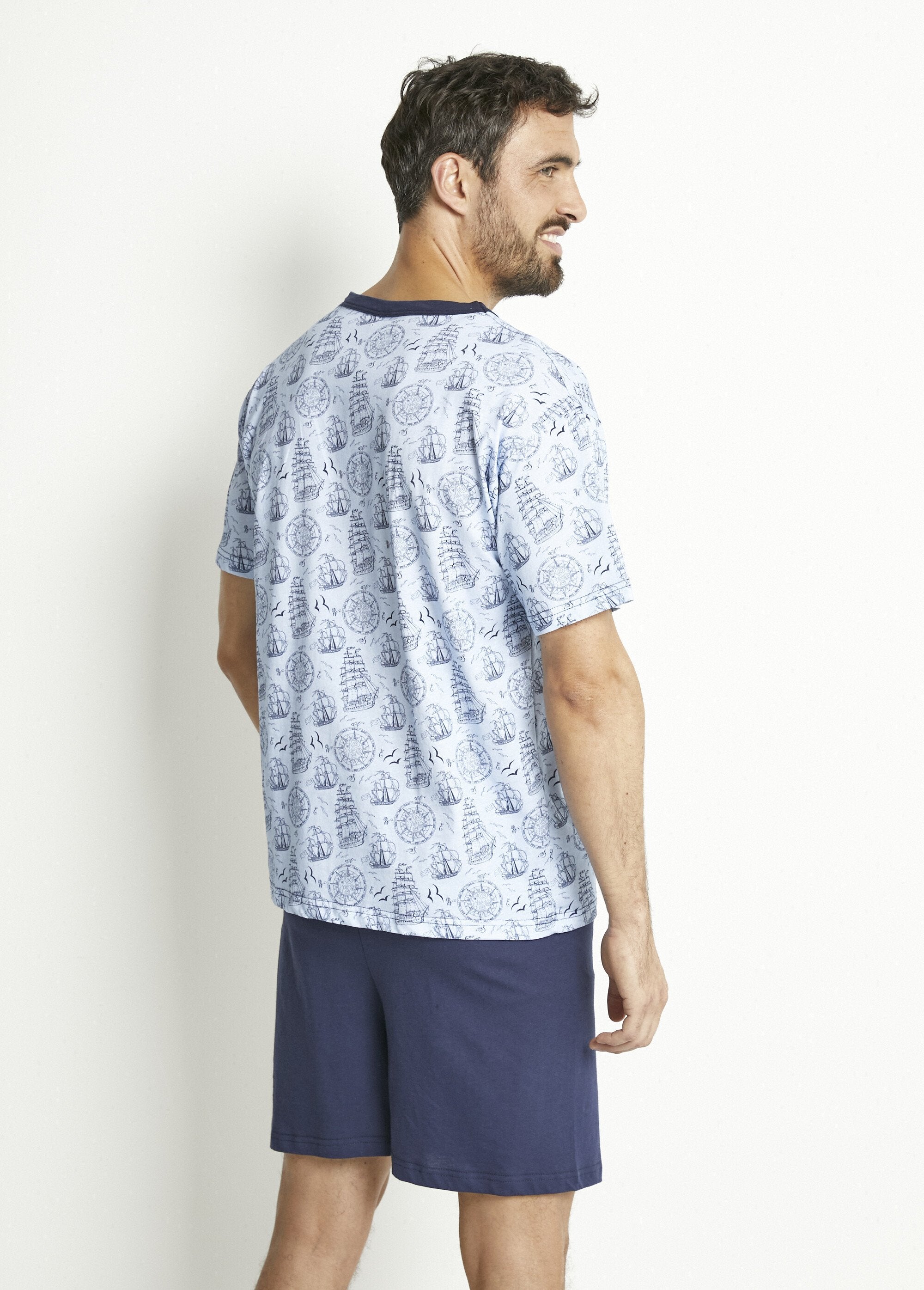 Pijama_corto_de_punto_de_algodón_con_cuello_de_pico_Azul_y_marino_DO1_slim