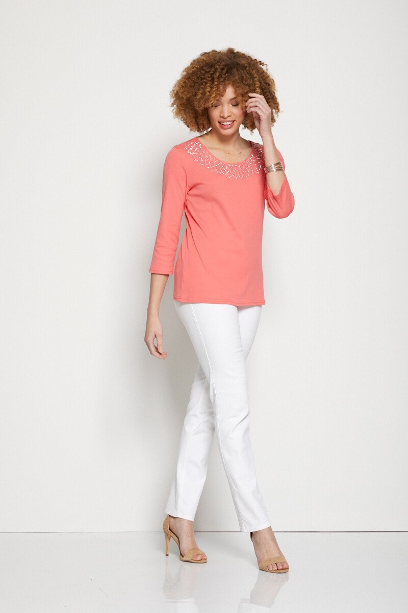 Camiseta_de_manga_3/4_con_tachuelas_Coral_SF1_slim