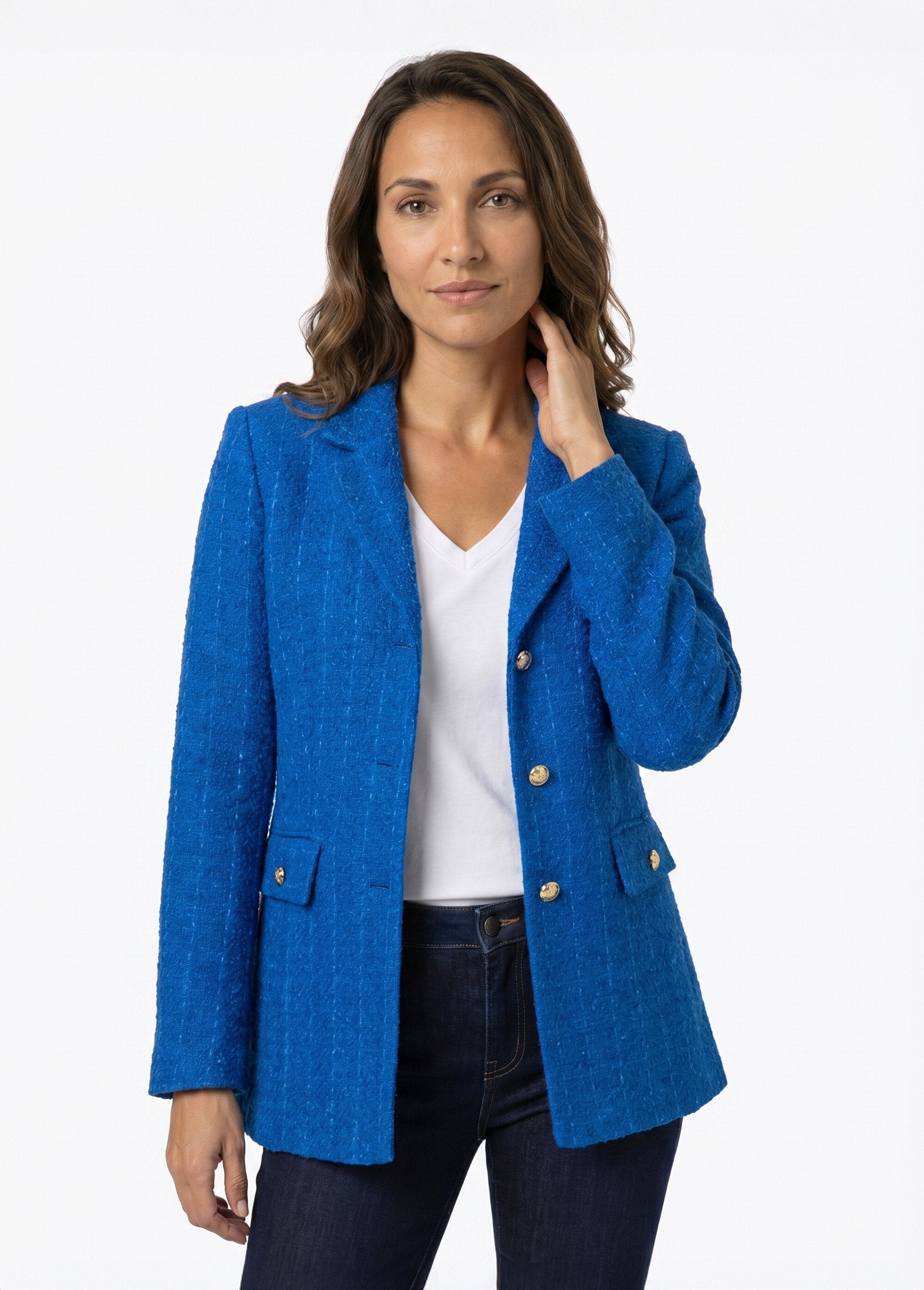 Chaqueta_recta_abotonada_en_tejido_de_cesta_con_cuello_sastre_azul_duro_FA1_slim